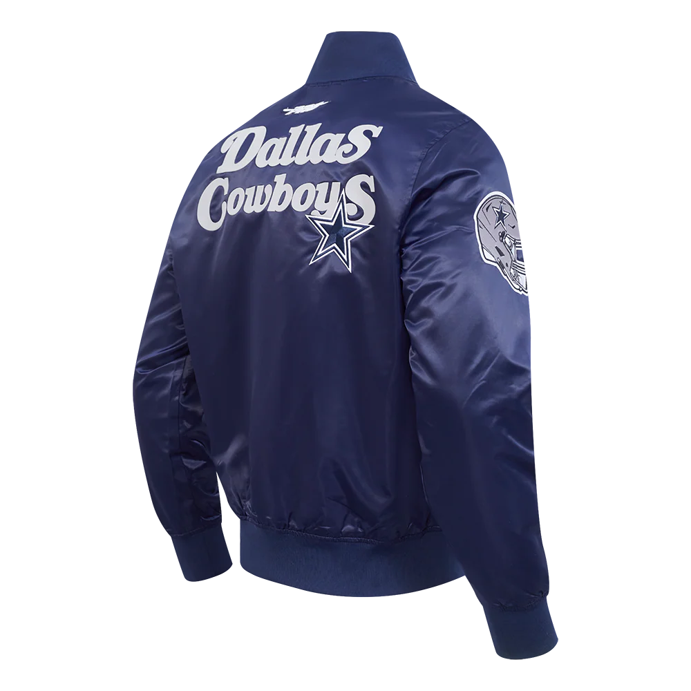 NFL DALLAS COWBOYS SOUVENIR MEN'S SATIN JACKET (NAVY) - Image 3