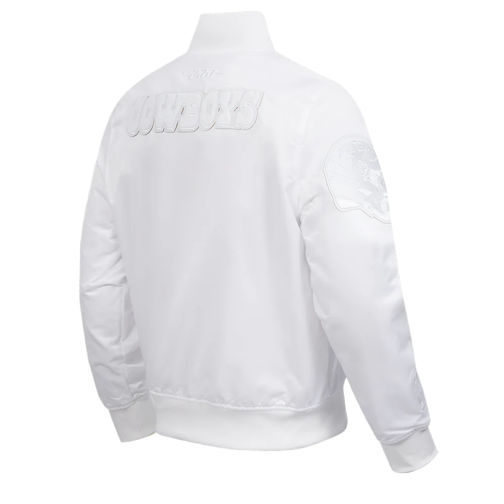 NFL DALLAS COWBOYS WHITE OUT MEN'S SATIN JACKET (WHITE) - Image 4