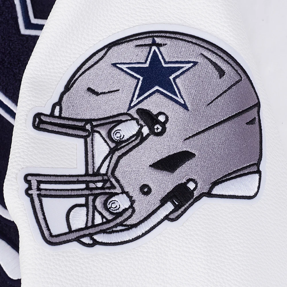 NFL DALLAS COWBOYS SUGAR SKULL MEN'S RIB WOOL VARSITY JACKET (MIDNIGHT NAVY/WHITE) - Image 6