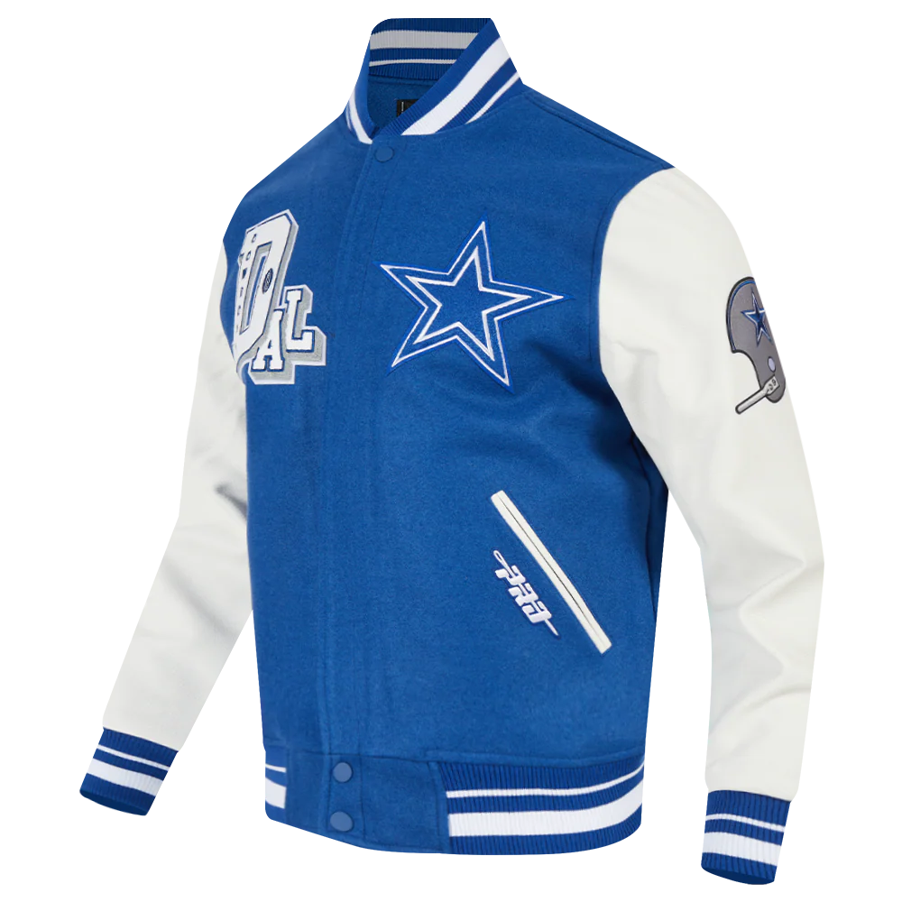 NFL DALLAS COWBOYS BEST OF MEN'S RIB WOOL VARSITY JACKET (DODGER BLUE/WHITE) - Image 13