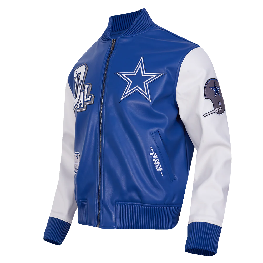 NFL DALLAS COWBOYS BEST OF MEN'S LEATHER VARSITY JACKET (DODGER BLUE/WHITE) - Image 3