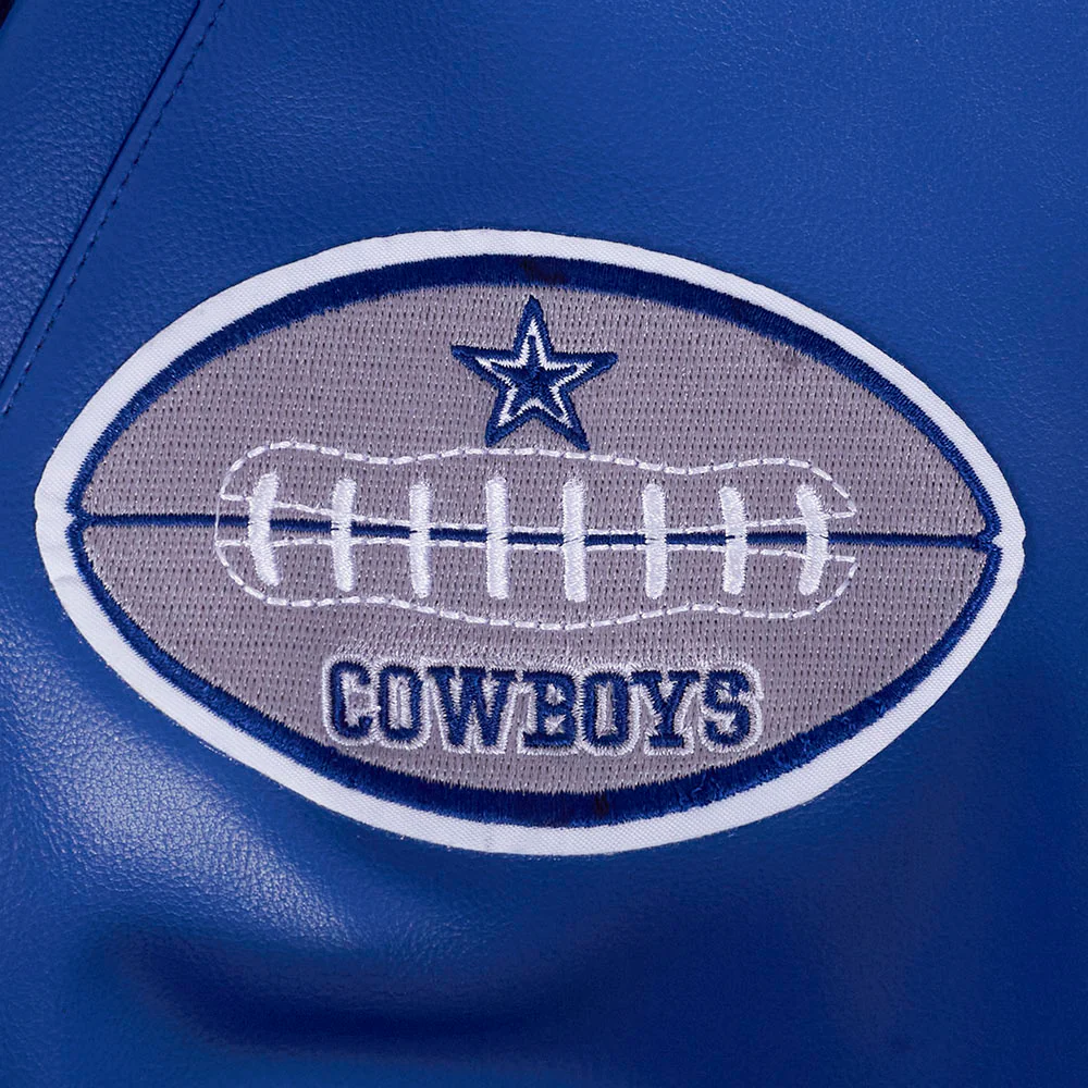 NFL DALLAS COWBOYS BEST OF MEN'S LEATHER VARSITY JACKET (DODGER BLUE/WHITE) - Image 5