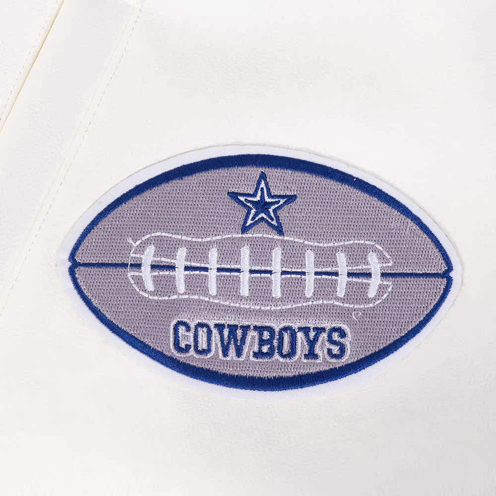 NFL DALLAS COWBOYS BEST OF MEN'S LEATHER VARSITY JACKET (EGGSHELL) - Image 9