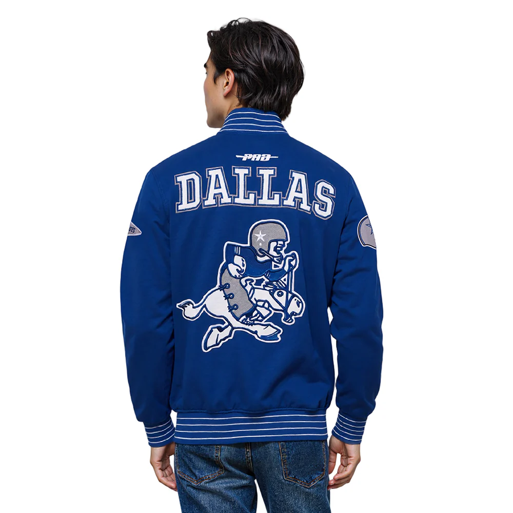 NFL DALLAS COWBOYS PRO GAME DAY MEN'S RETRO JACKET (DODGER BLUE/SILVER/WHITE) - Image 13