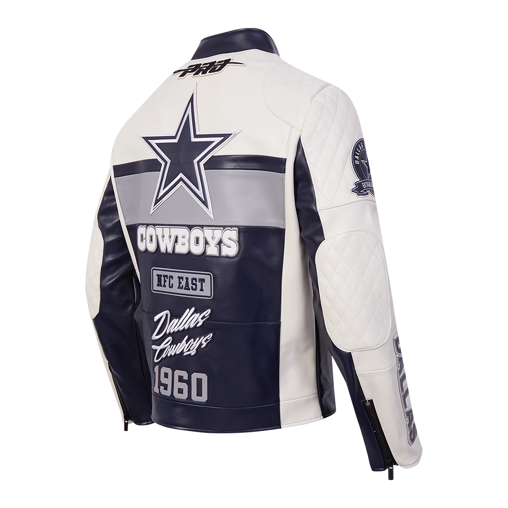 NFL DALLAS COWBOYS MEN'S MOTO JACKET (EGGSHELL/ MIDNIGHT NAVY) - Image 17