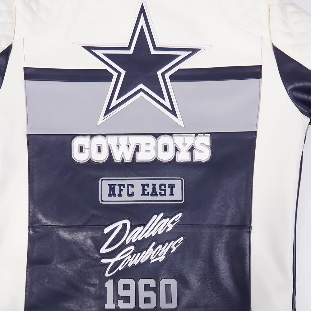 NFL DALLAS COWBOYS MEN'S MOTO JACKET (EGGSHELL/ MIDNIGHT NAVY) - Image 18