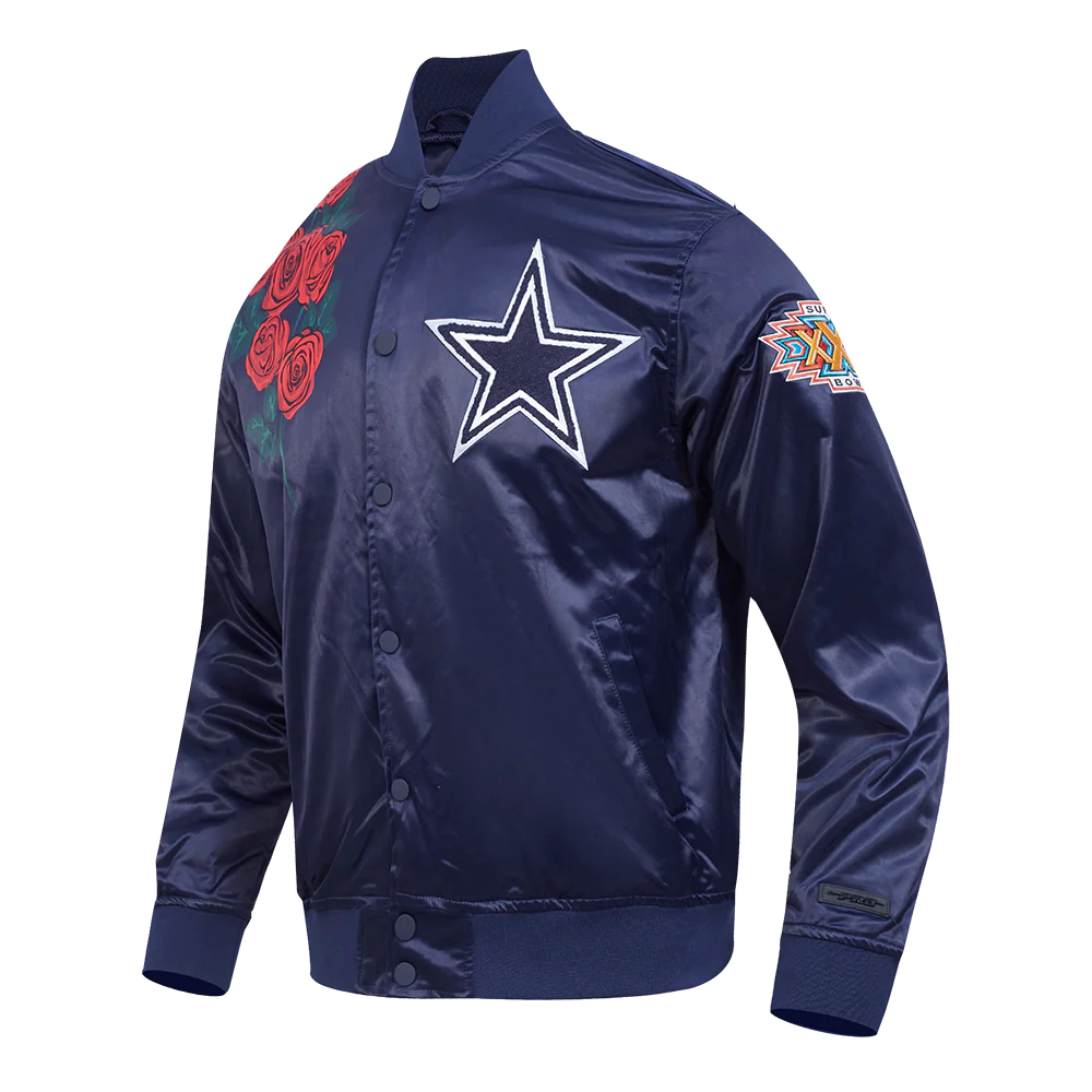 NFL DALLAS COWBOYS ROSE MEN'S SATIN JACKET (SILVER) - Image 2