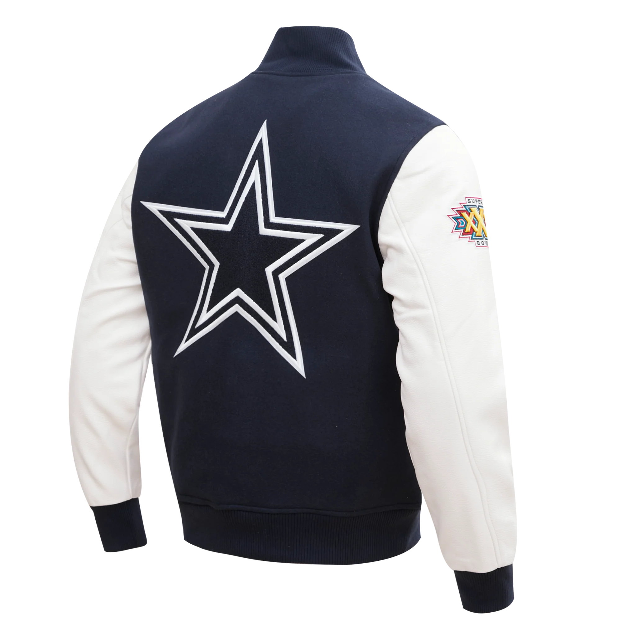 NFL DALLAS COWBOYS HOMETOWN MEN'S WOOL VARSITY JACKET (MIDNIGHT NAVY/WHITE) - Image 3