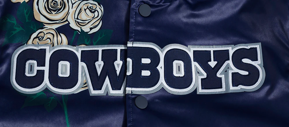 NFL DALLAS COWBOYS ROSES MEN'S SATIN JACKET (MIDNIGHT NAVY/MULTI) - Image 5