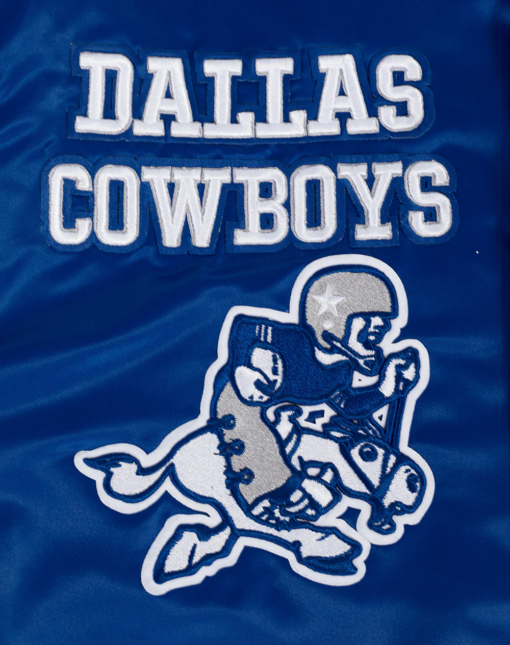 NFL DALLAS COWBOYS RETRO CLASSIC MEN'S RIB SATIN JACKET (DOGERS BLUE) - Image 8