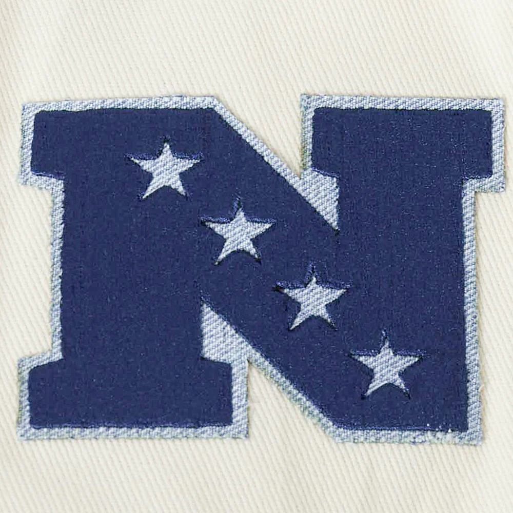 NFL DALLAS COWBOYS VARSITY BLUES MEN'S DENIM VARSITY JACKET (DENIM/LINEN) - Image 7