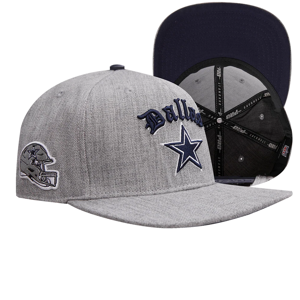 NFL DALLAS COWBOYS OLD ENGLISH UNISEX 6 PANEL SNAPBACK HAT (HEATHER GREY) - Image 8