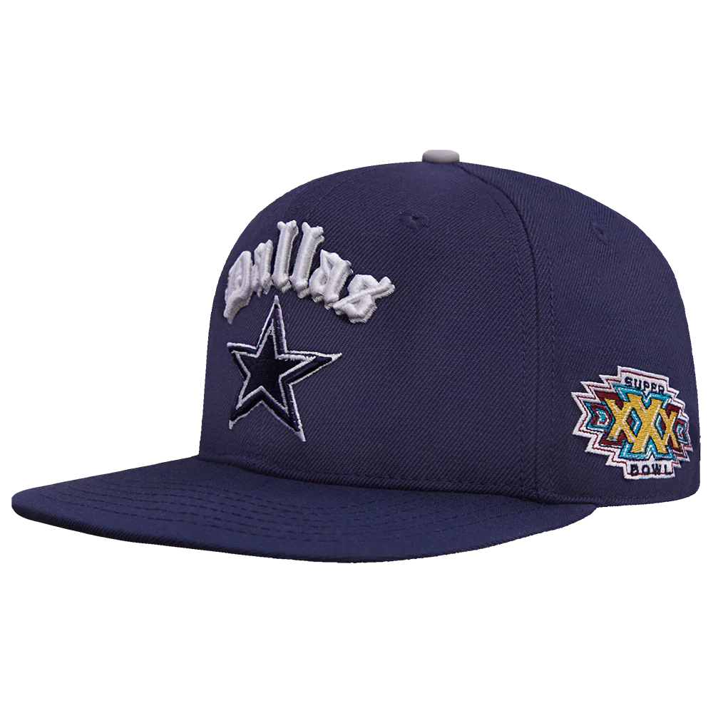 NFL DALLAS COWBOYS OLD ENGLISH UNISEX 6 PANEL SNAPBACK HAT (MIDNIGHT NAVY) - Image 3