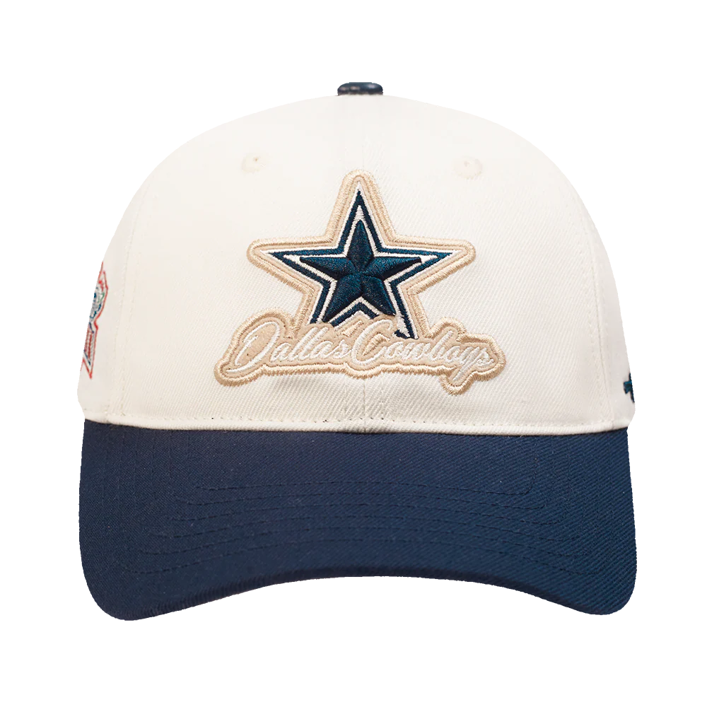 NFL DALLAS COWBOYS UNDER SCRIPT 2 TONE STRAPBACK (EGGSHELL/ MIDNIGHT NAVY)