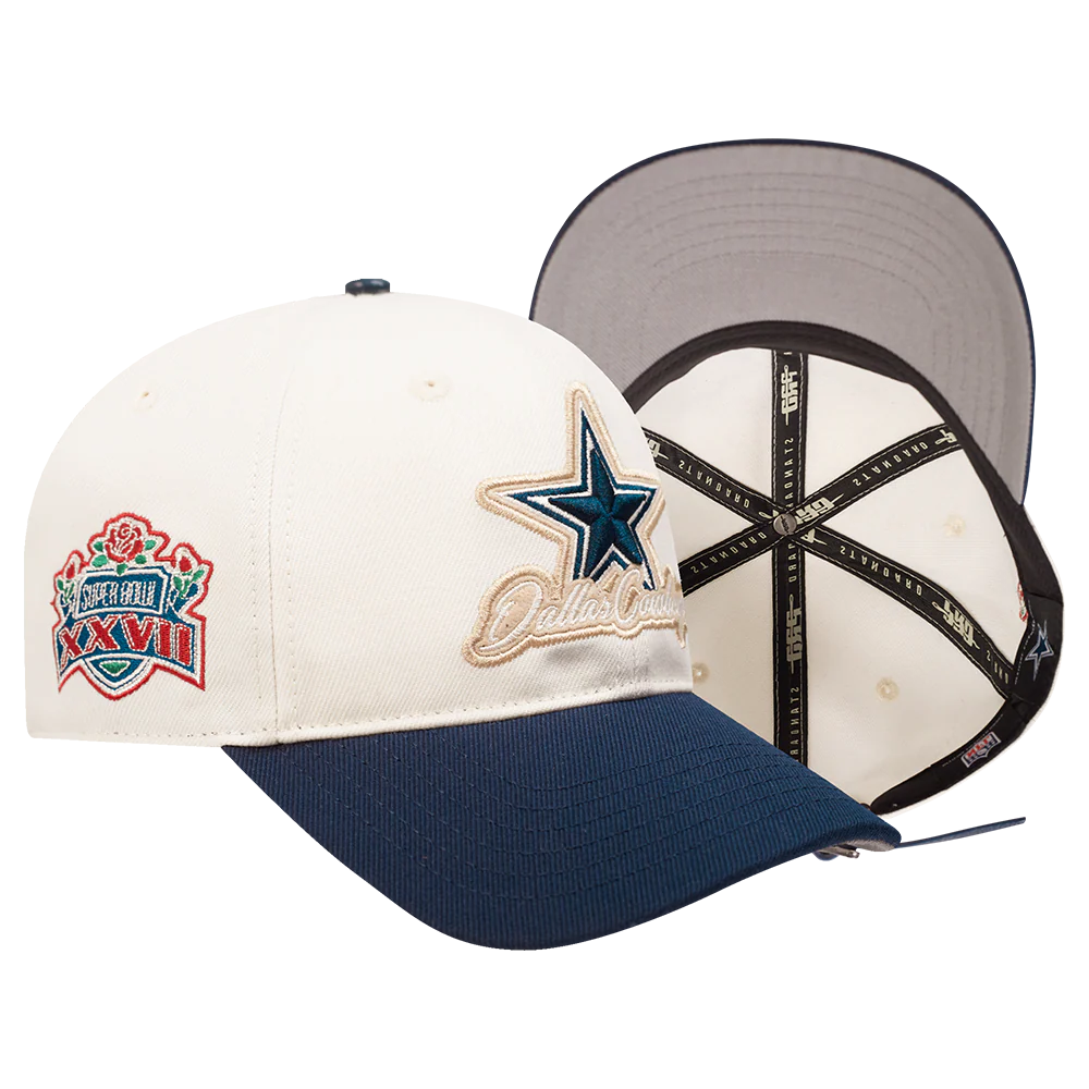 NFL DALLAS COWBOYS UNDER SCRIPT 2 TONE STRAPBACK (EGGSHELL/ MIDNIGHT NAVY) - Image 7