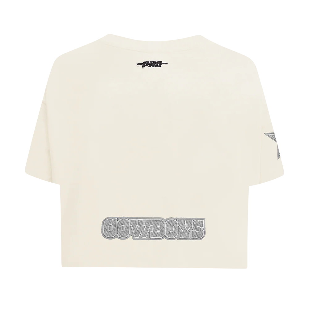 NFL DALLAS COWBOYS REVERSE FRENCH TERRY WOMEN'S SINGLE JERSEY BOXY TEE (EGGSHELL) - Image 3