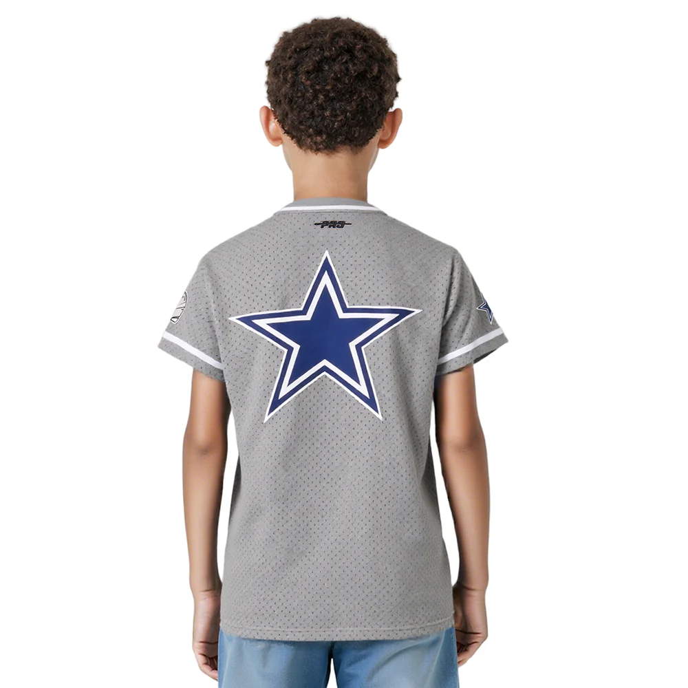 NFL DALLAS COWBOYS CLASSIC BIG BOYS MESH BUTTON DOWN SHIRT (GRAY) - Image 2
