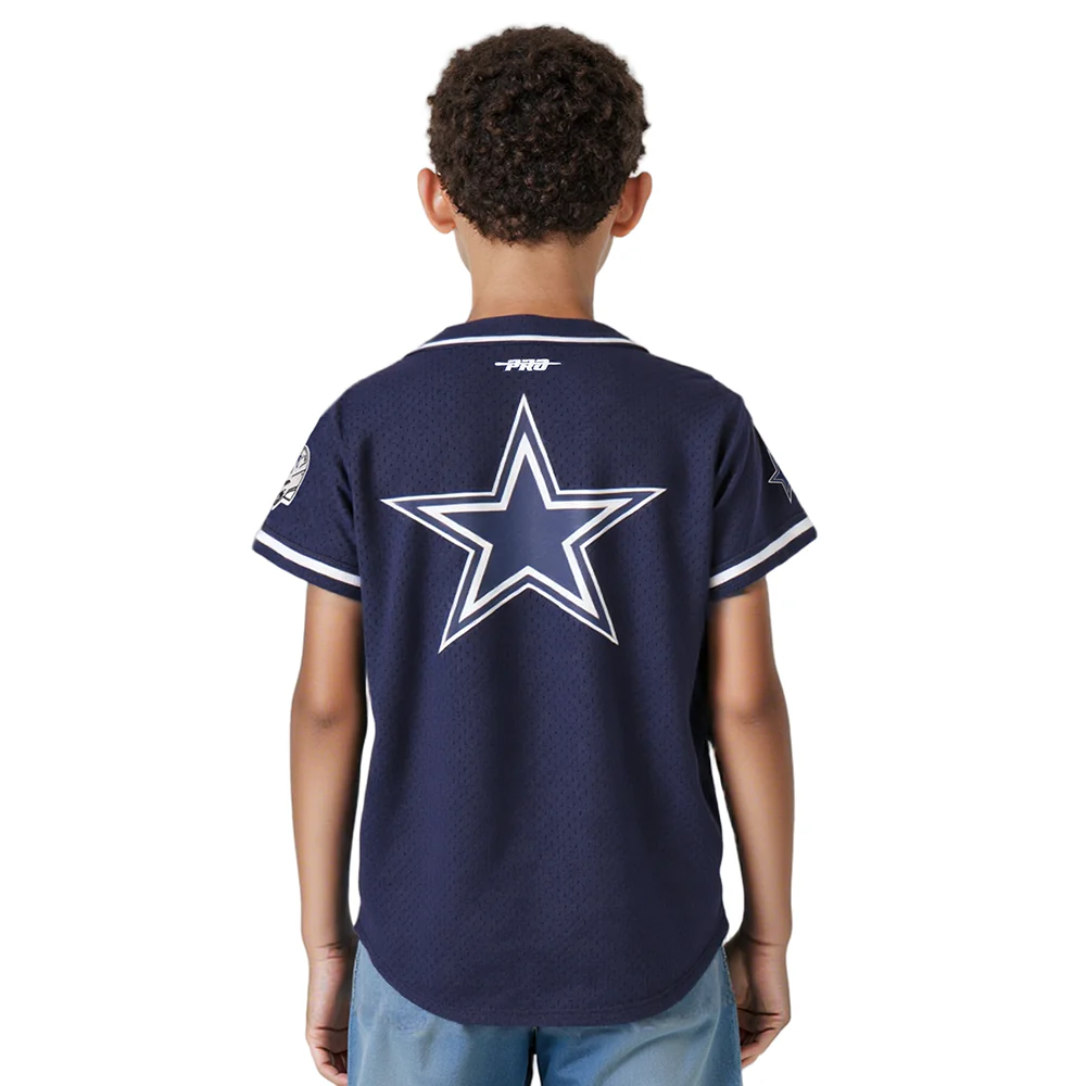 NFL DALLAS COWBOYS CLASSIC BIG BOYS MESH BUTTON DOWN SHIRT (MIDNIGHT NAVY) - Image 2