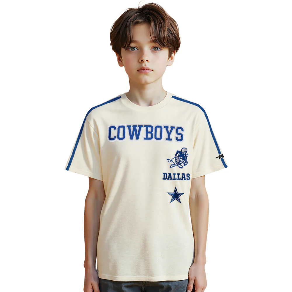 NFL DALLAS COWBOYS RETRO CLASSICS BIG BOY'S SS TAPING TEE (EGGSHELL/DODGER BLUE)