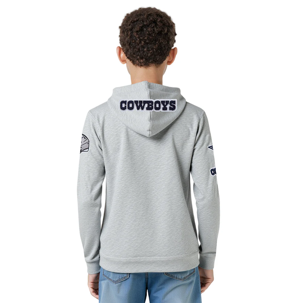 NFL DALLAS COWBOYS CLASSIC BIG BOYS FLEECE FULL ZIP HOODIE (HEATHER GREY) - Image 8
