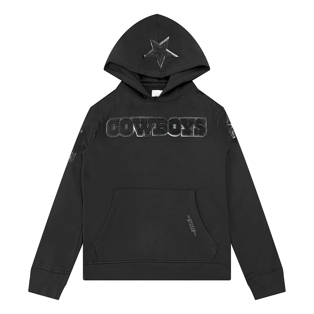 NFL DALLAS COWBOYS TRIPLE BLACK BIG BOYS FLEECE PULLOVER HOODIE (BLACK) - Image 3