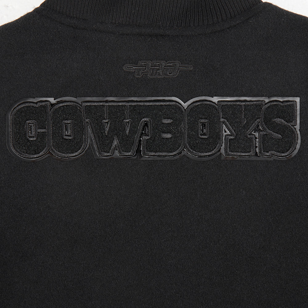NFL DALLAS COWBOYS TRIPLE BLACK BIG BOYS WOOL VARSITY JACKET (JET BLACK) - Image 5