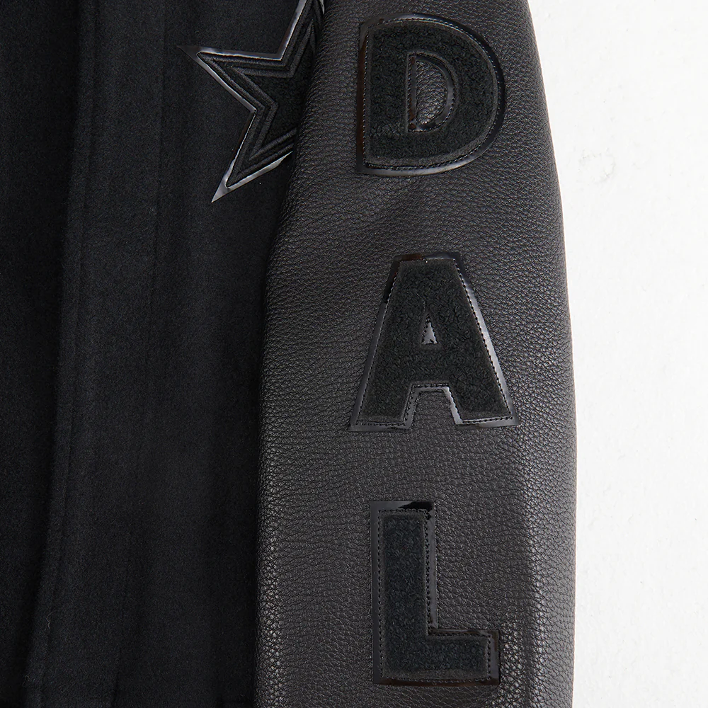 NFL DALLAS COWBOYS TRIPLE BLACK BIG BOYS WOOL VARSITY JACKET (JET BLACK) - Image 7