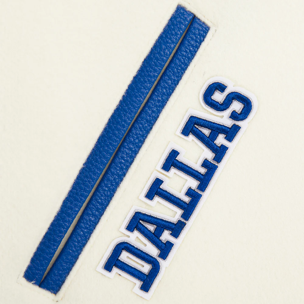NFL DALLAS COWBOYS RETRO CLASSIC BIG BOYS RIB WOOL VARSITY JACKET (EGGSHELL/DODGER BLUE) - Image 6