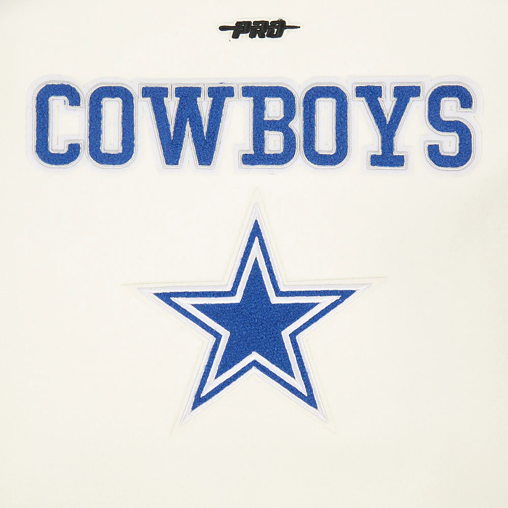 NFL DALLAS COWBOYS RETRO CLASSICS BIG BOY'S RIB WOOL VARSITY JACKET (EGGSHELL/DODGER BLUE) - Image 8
