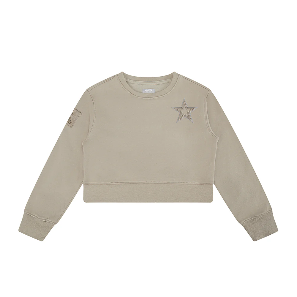 NFL DALLAS COWBOYS NEUTRAL BIG GIRLS  FLEECE CREWNECK (TAUPE) - Image 4