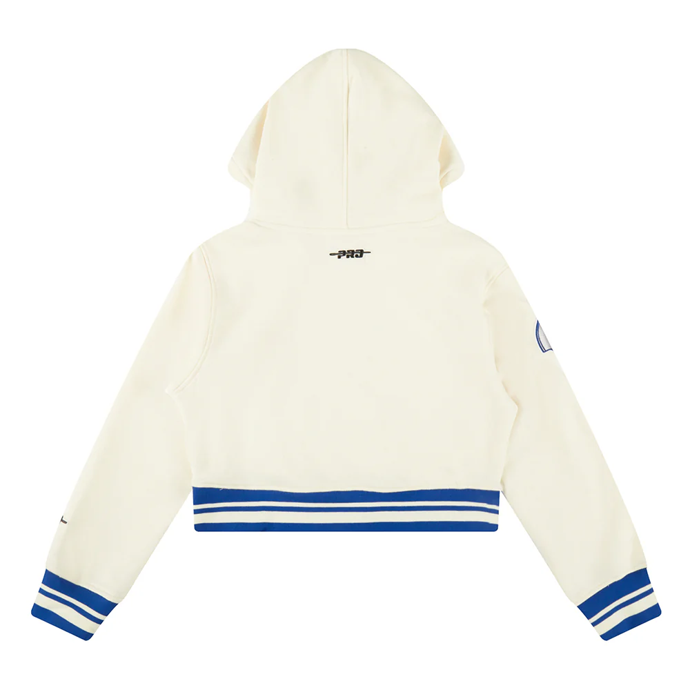 NFL DALLAS COWBOYS RETRO CLASSIC BIG GIRLS RIB FLEECE PULLOVER HOODIE (EGGSHELL/DODGER BLUE) - Image 4