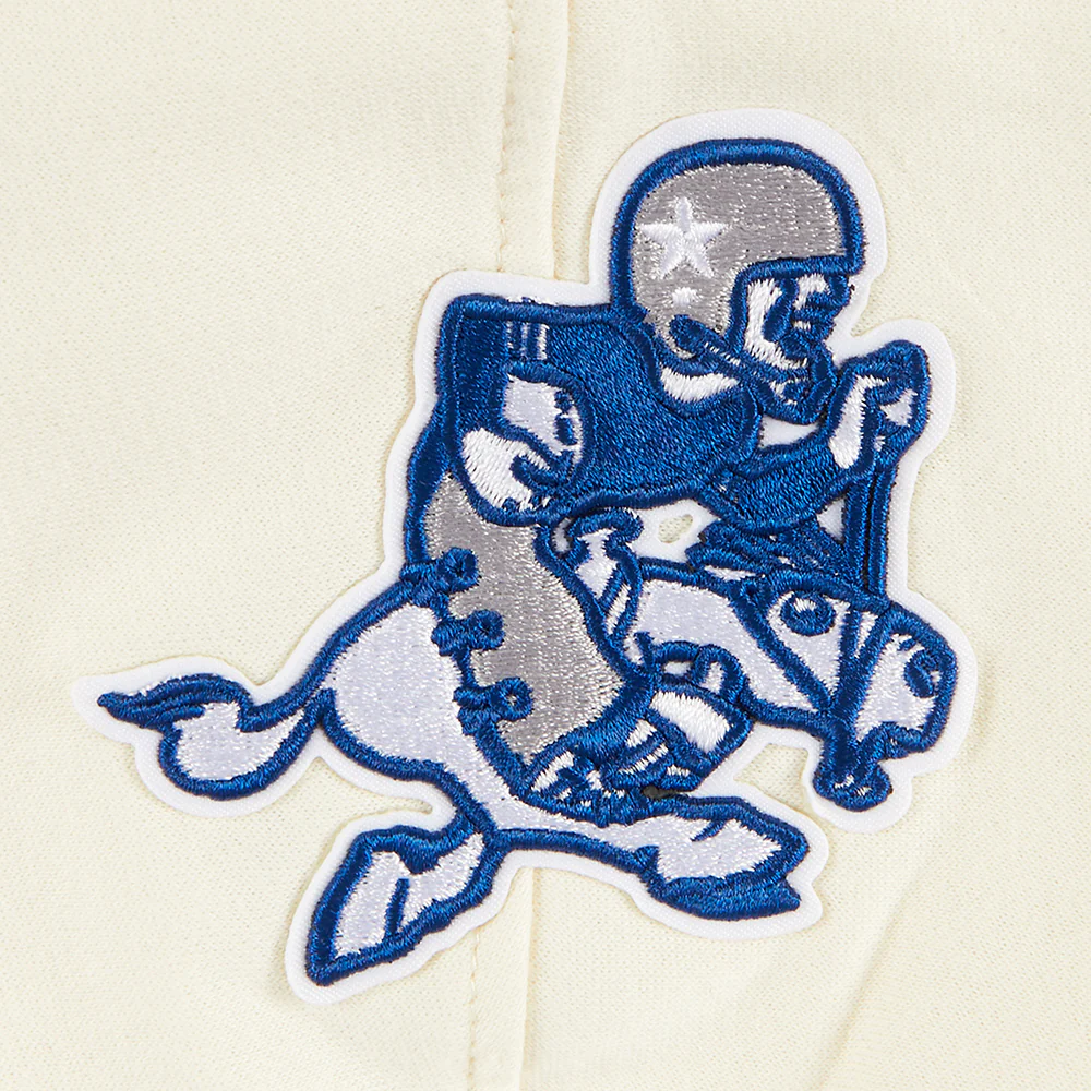 NFL DALLAS COWBOYS RETRO CLASSIC BIG GIRLS RIB FLEECE PULLOVER HOODIE (EGGSHELL/DODGER BLUE) - Image 7