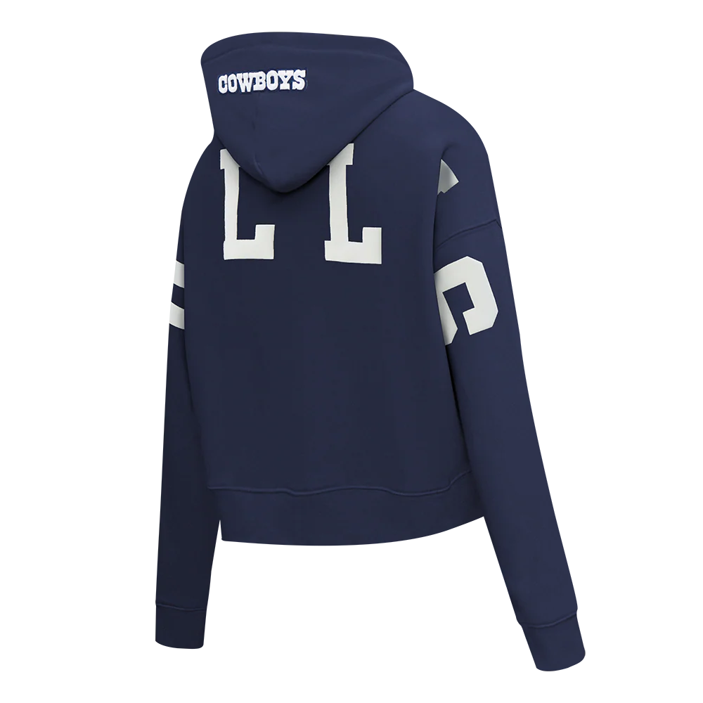 NFL DALLAS COWBOYS WINGSPAN WOMEN'S FLC CROPPED PO HOODIE (MIDNIGHT NAVY) - Image 4