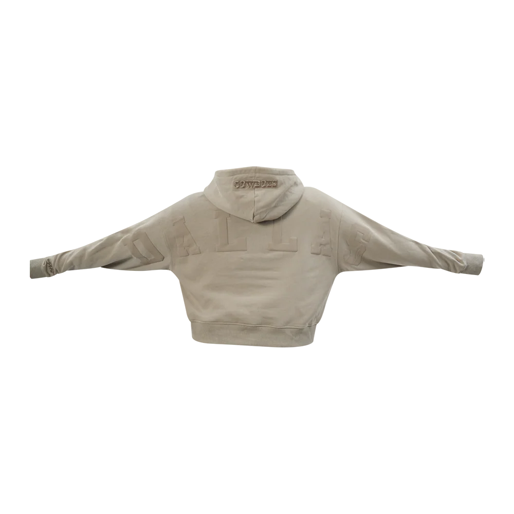 NFL DALLAS COWBOYS WINGSPAN WOMEN'S FLC CROPPED PO HOODIE (TAUPE) - Image 5