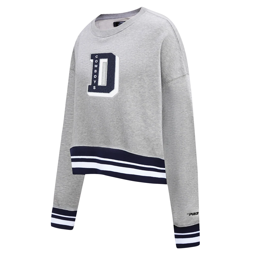 NFL DALLAS COWBOYS MASHUP WOMEN'S RIB CREWNECK (HEATHER GREY/MIDNIGHT NAVY) - Image 2