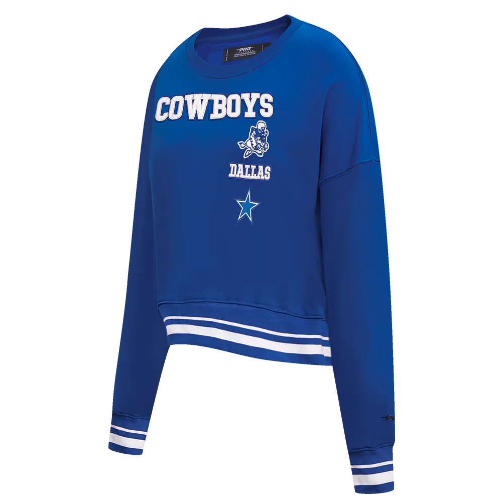 NFL DALLAS COWBOYS RETRO CLASSIC WOMEN'S CREWNECK (DODGER BLUE) - Image 2