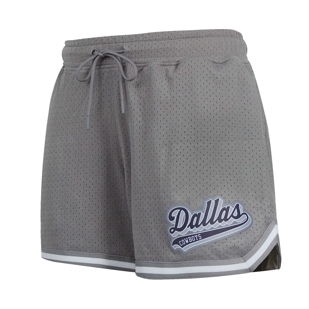 NFL DALLAS COWBOYS SCRIPT TAIL WOMEN'S MESH TAPE SHORT (GRAY)