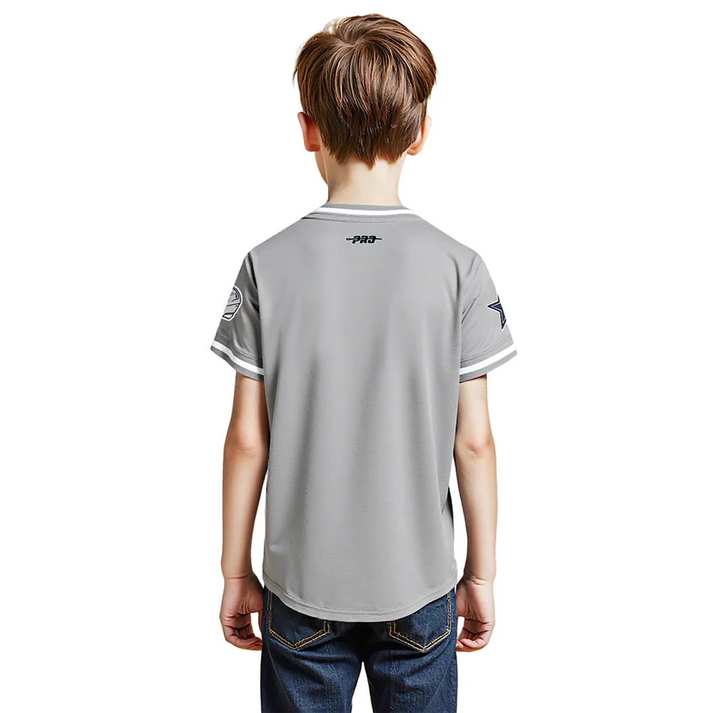 NFL DALLAS COWBOYS CLASSIC LITTLE BOYS SHORT SLEEVE STRIPED RIB TEE (GRAY) - Image 2