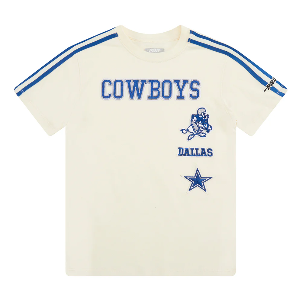 NFL DALLAS COWBOYS RETRO CLASSIC LITTLE BOYS SHORT SLEEVE TAPING TEE (EGGSHELL/DODGER BLUE)
