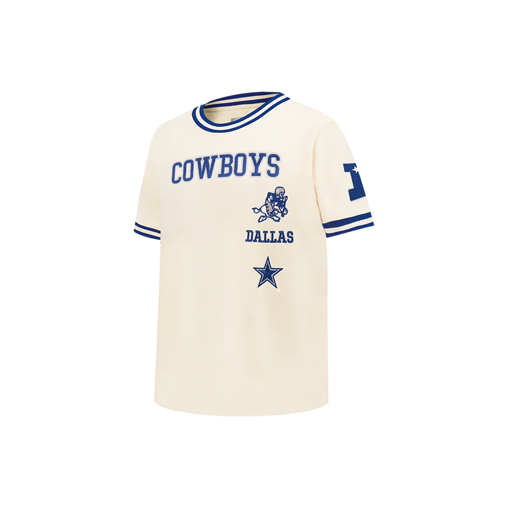 NFL DALLAS COWBOYS RETRO CLASSIC LITTLE BOY'S SS STRIPED RIB TEE (EGGSHELL/DODGER BLUE) - Image 3