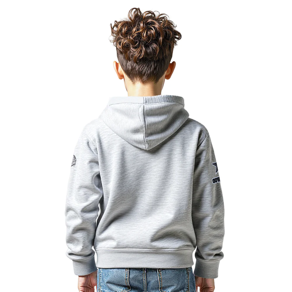 NFL DALLAS COWBOYS CLASSIC LITTLE BOYS FLEECE FULL ZIP HOODIE (HEATHER GREY) - Image 2