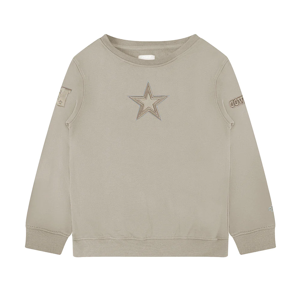 NFL DALLAS COWBOYS NEUTRAL LITTLE BOYS FLEECE CREWNECK (TAUPE) - Image 3