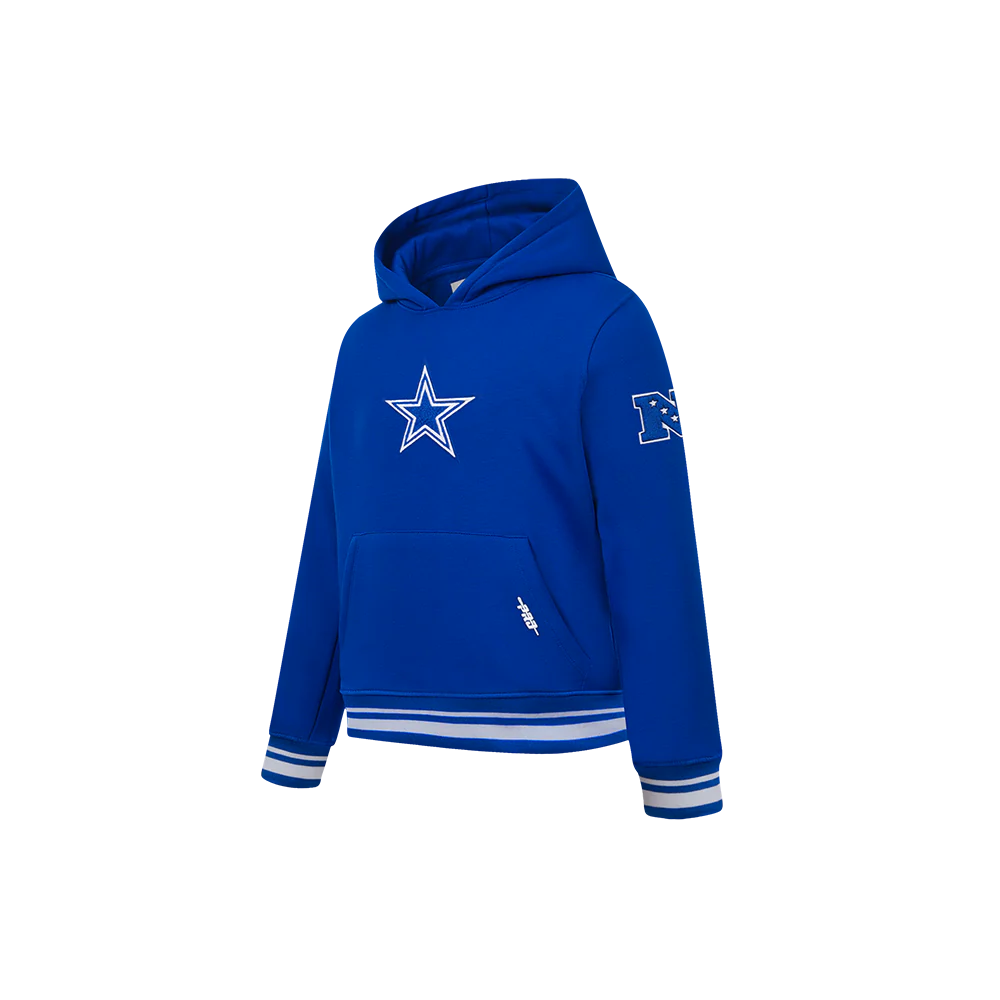 NFL DALLAS COWBOYS RETRO CLASSIC LITTLE BOYS RIB FLEECE PULLOVER HOODIE (DODGER BLUE) - Image 2