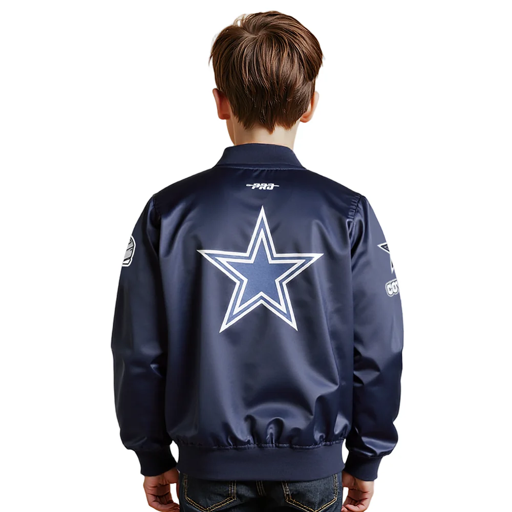 NFL DALLAS COWBOYS CLASSIC LITTLE BOYS SATIN JACKET (MIDNIGHT NAVY) - Image 2
