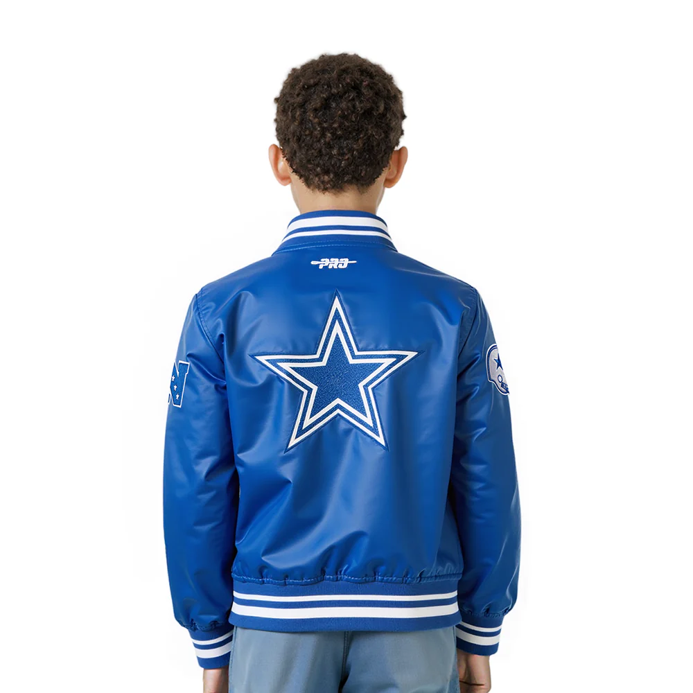 NFL DALLAS COWBOYS RETRO CLASSIC LITTLE BOYS RIB SATIN JACKET (DODGER BLUE) - Image 2