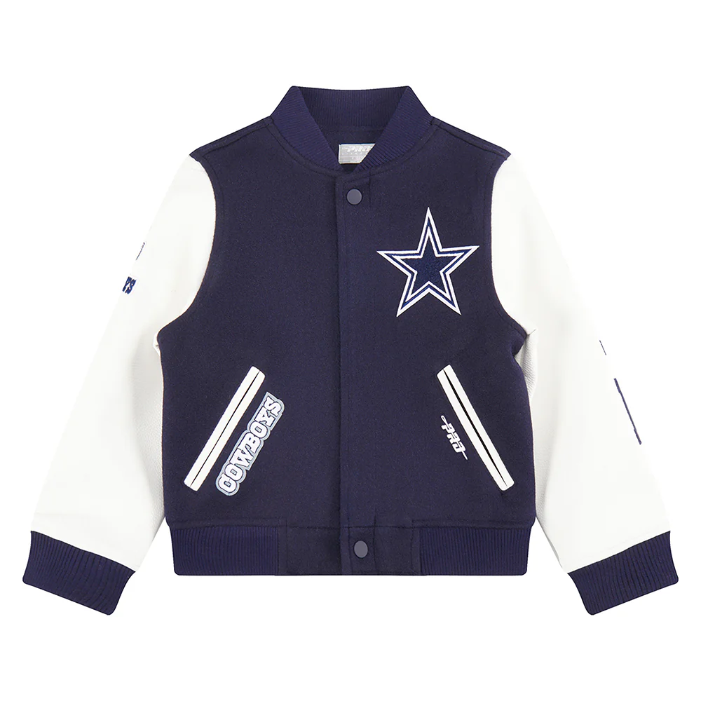 NFL DALLAS COWBOYS CLASSIC LITTLE BOYS WOOL VARSITY JACKET (MIDNIGHT NAVY/WHITE) - Image 3