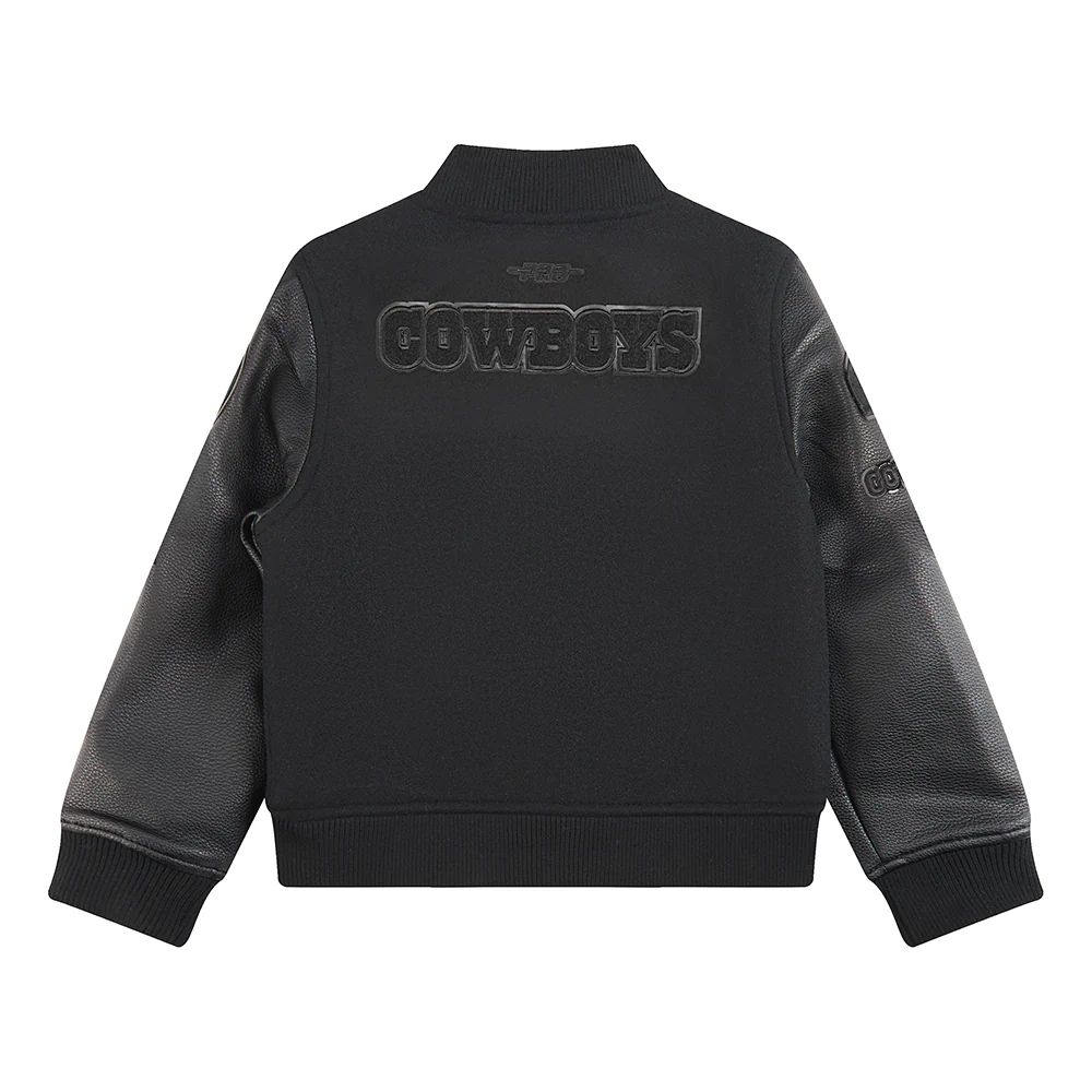 NFL DALLAS COWBOYS TRIPLE BLACK LITTLE BOYS WOOL VARSITY JACKET (JET BLACK) - Image 13