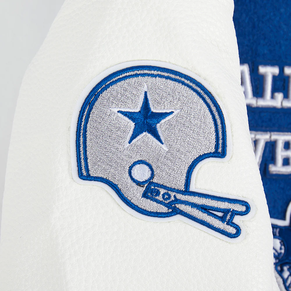 NFL DALLAS COWBOYS RETRO CLASSIC LITTLE BOYS RIB WOOL VARSITY JACKET (DODGER BLUE/WHITE) - Image 10