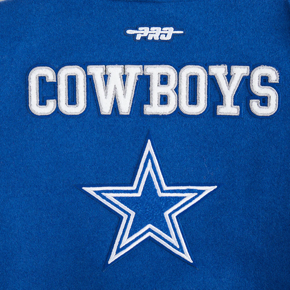 NFL DALLAS COWBOYS RETRO CLASSIC LITTLE BOYS RIB WOOL VARSITY JACKET (DODGER BLUE/WHITE) - Image 5