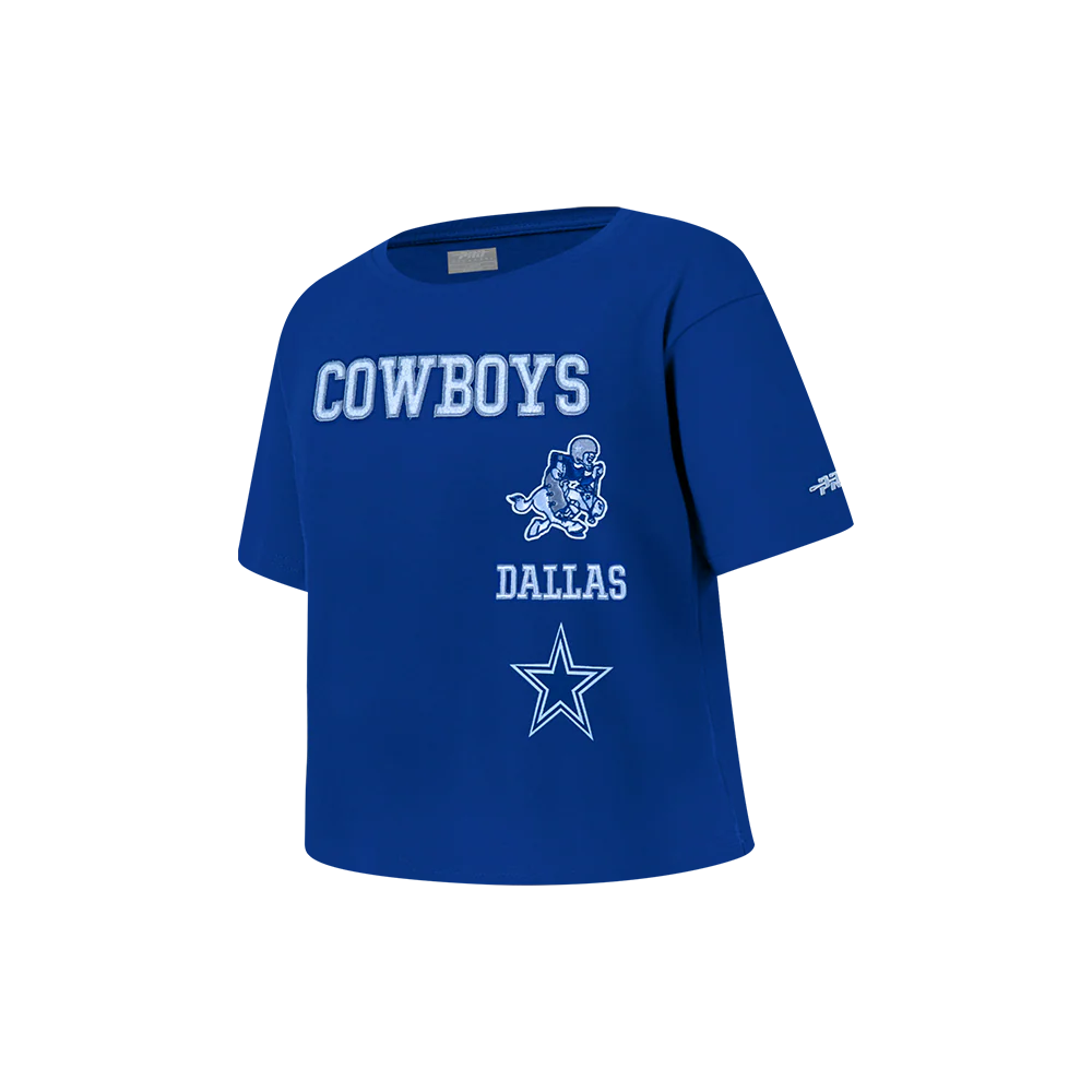 NFL DALLAS COWBOYS RETRO CLASSIC LITTLE GIRLS SHORT SLEEVE BOXY TEE (DODGER BLUE) - Image 2